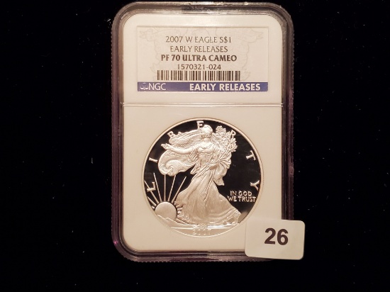 NGC 2007-W  American Silver Eagle Proof 70 Ultra Cameo