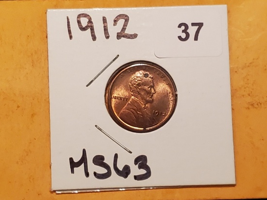 Red-Brown 1912 Wheat Cent in Mint State 63