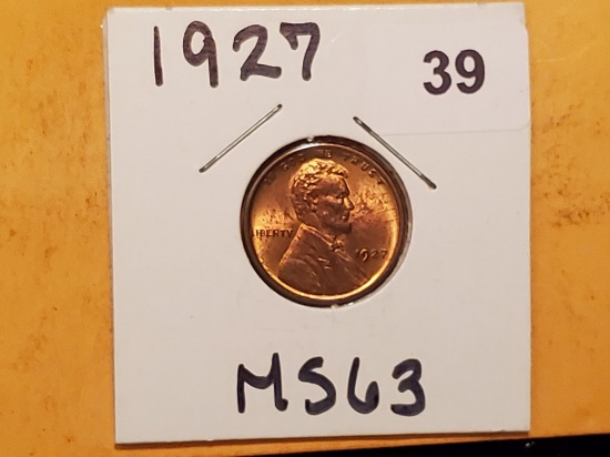 1927 Wheat Cent in Mint State 63 Red-ish