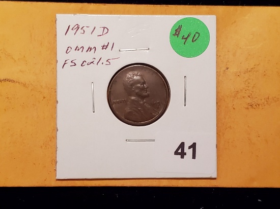 VARIETY! 1951-D Wheat Cent OMM #1