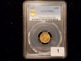 GOLD! PCGS 1857 Type 3 One Dollar Gold in Mint State 63