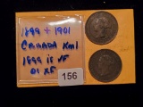 Two Better Grade Canada Large Cents