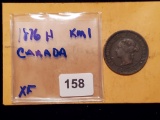 1876 Canada Large Cent in Extra Fine