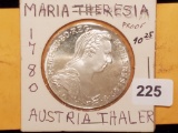 Proof silver 1780 Maria Theresa Thaler restrike