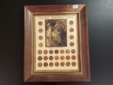 Wooden frame with Brilliant Uncirculated Toned Lincoln Cents