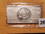 Israel 1973 25th Anniversary one ounce .999 fine silver bar