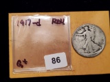 1917-D Walking Liberty Half Dollar reverse mint mark