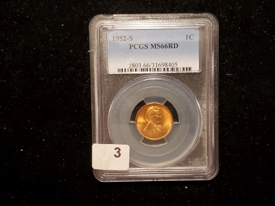 PCGS 1952-S Wheat Cent GEM Mint State 66 RED