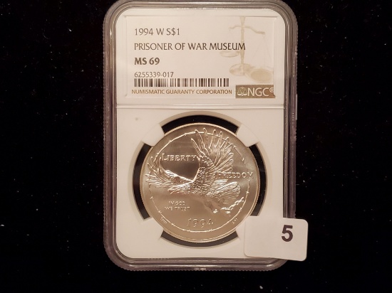 NGC 1994-W Prisoner of War Museum Commemorative Silver Dollar Mint State 69