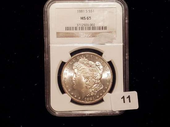 NGC 1881-S Morgan Dollar in Mint State 65