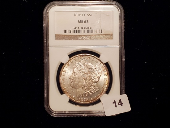 ***KEY DATE *** NGC 1878-CC Morgan Dollar in Mint State 62