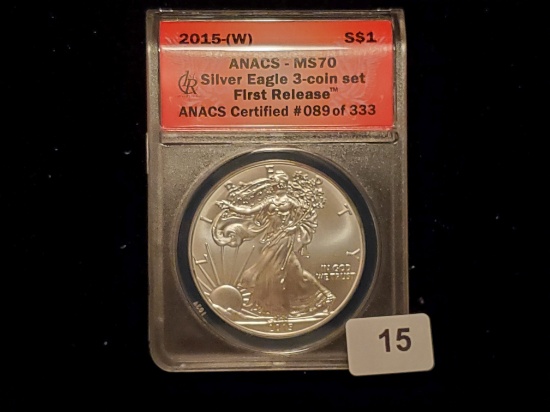 ANACS 2015-W American Silver Eagle Mint State 70