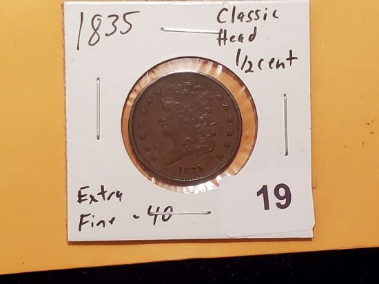 Very nice 1835 Classic Head Half Cent in Extra Fine - 40