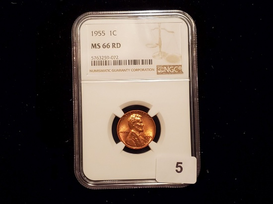 NGC 1955 Wheat Cent in GEM Mint State 66 RED