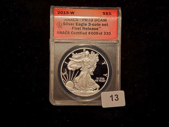 ANACS 2015-W American Silver Eagle in Proof 70 Deep Cameo