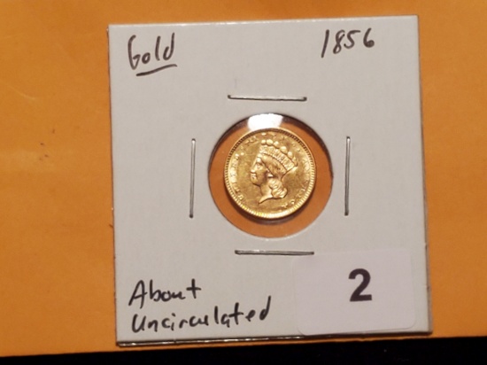 GOLD! 1856 Type 3 Gold Dollar in About Uncirculated