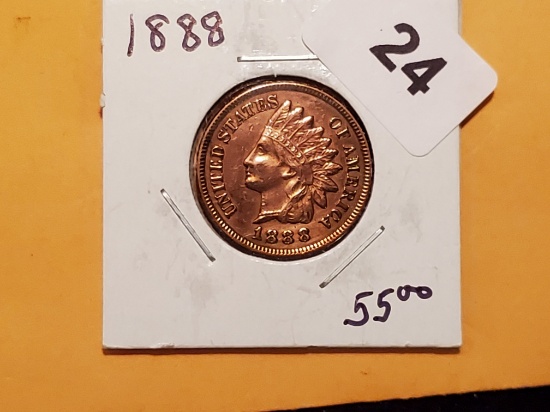 1888 Indian Cent in About Uncirculated details