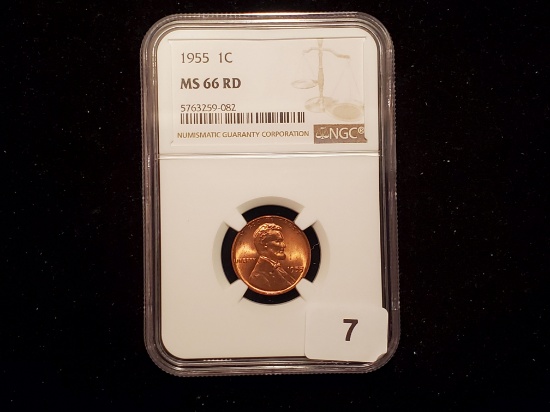 NGC 1955 Wheat cent in GEM Mint State 66 RED