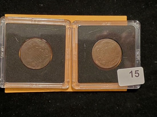 Better Date 1870 Two-cent piece and 1864 Two-Cent piece