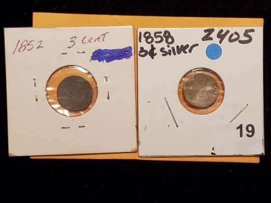 1852 and 1858 Three Cent Silvers