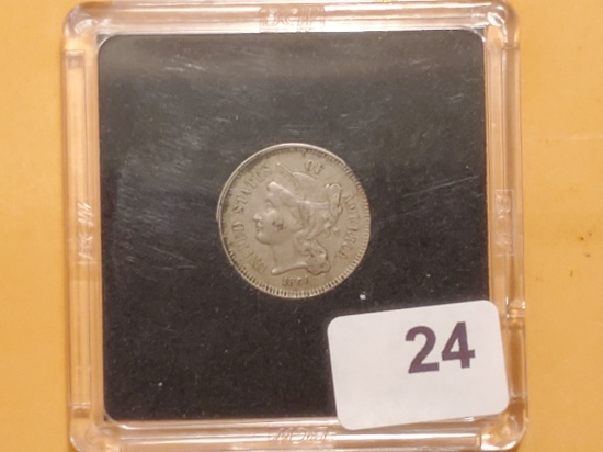 1866 Three Cent Nickel in Very Fine