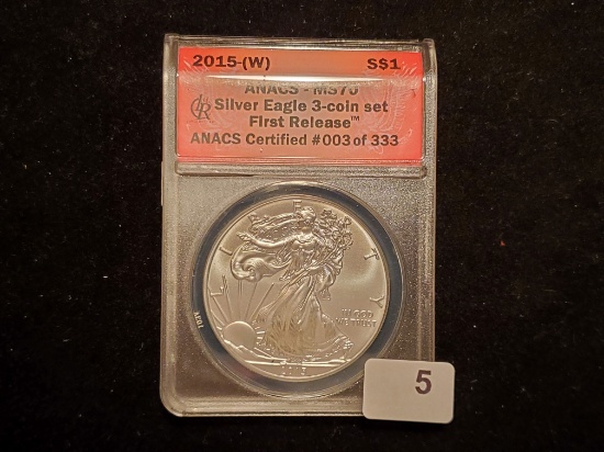 ANACS 2015-W American Silver Eagle Mint State 70