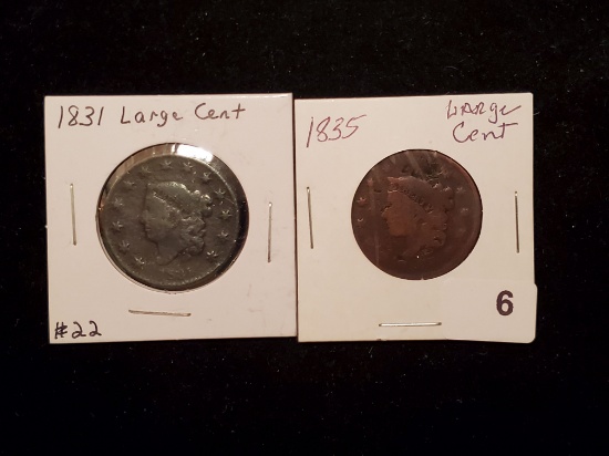 1831 and 1835 Large Cents