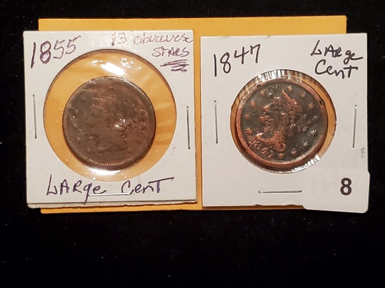 1855 and 1847 Large Cents