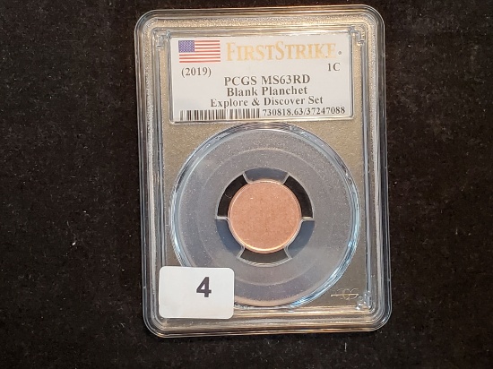 LINCOLN CENT BLANK PLANCHET PCGS MS63RD FROM THE EXPLORE AND DISCOVER SET 2019