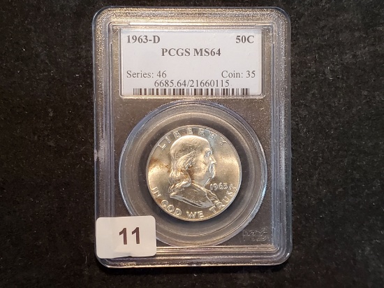 PCGS 1963-D Franklin Half Dollar Mint State 64