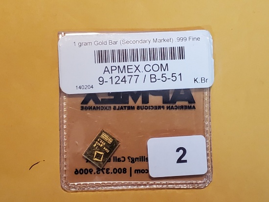 GOLD! APMEX One Gram Gold bar