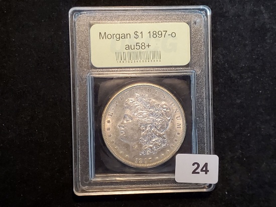 USCG 1897-O Morgan Dollar About Uncirculated 58+