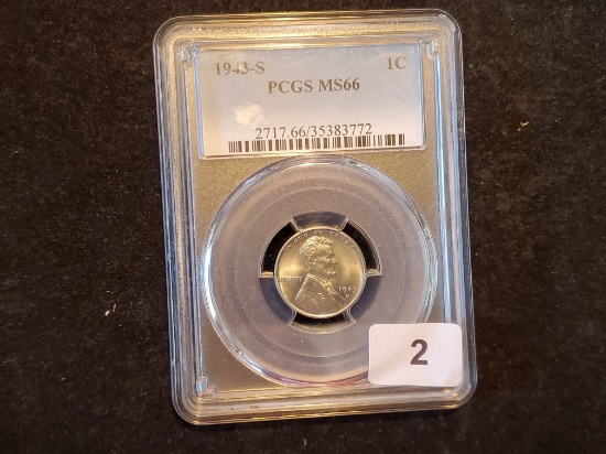 PCGS GEM 1943-S Steel Wheat Cent Mint State 66