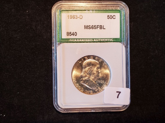 ANI-slabbed 1963-D Franklin Half Dollar MS-65 FBL