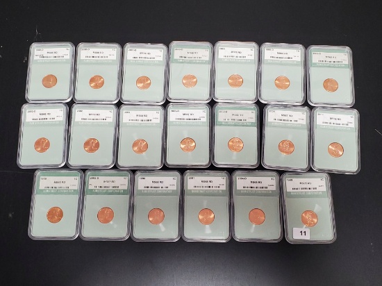 Twenty Fabulous looking BU RED Memorial Cents all slabbed by NTC