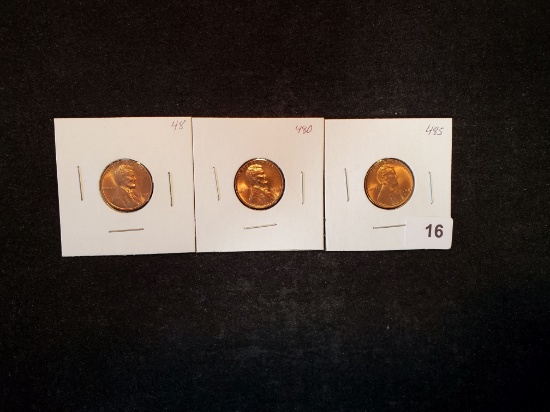 1948 P-D-S GEM BU RED Set of Wheat cents