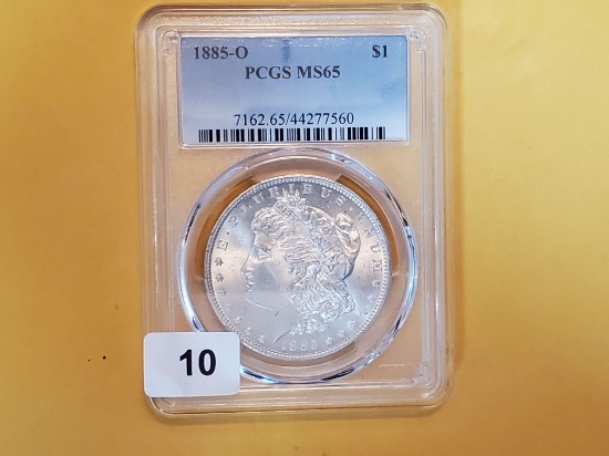 GEM! PCGS 1885-O Morgan Dollar in Mint State 65