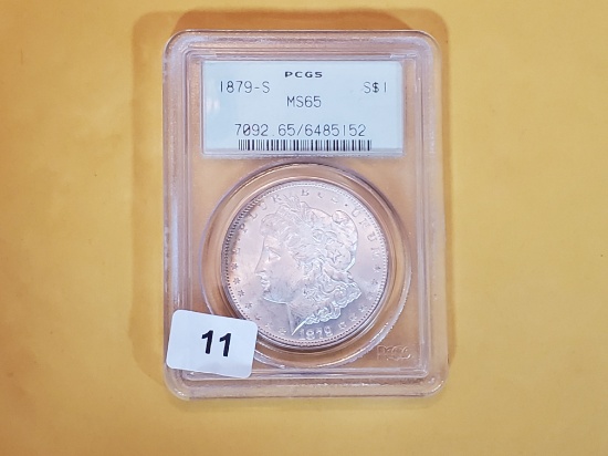 OLD GREEN PCGS HOLDER! 1879-S Morgan Dollar in Mint State 65