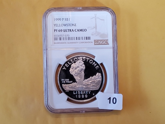 NGC 1999-P Yellowstone Proof 69 Ultra Cameo Commemorative Silver Dollar