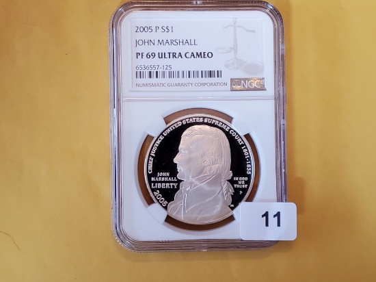 NGC 2005-P John Marshall Proof 69 Ultra Cameo Commemorative Silver Dollar