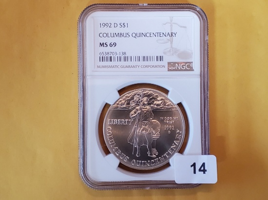 NGC 1992-D Columbus Quincentennary Mint State 69 Commemorative Silver Dollar
