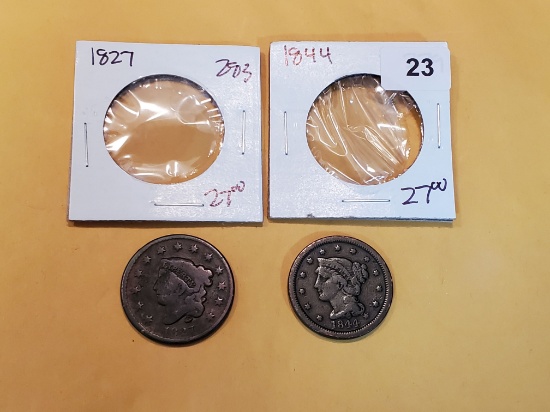 1827 and 1844 Large Cents