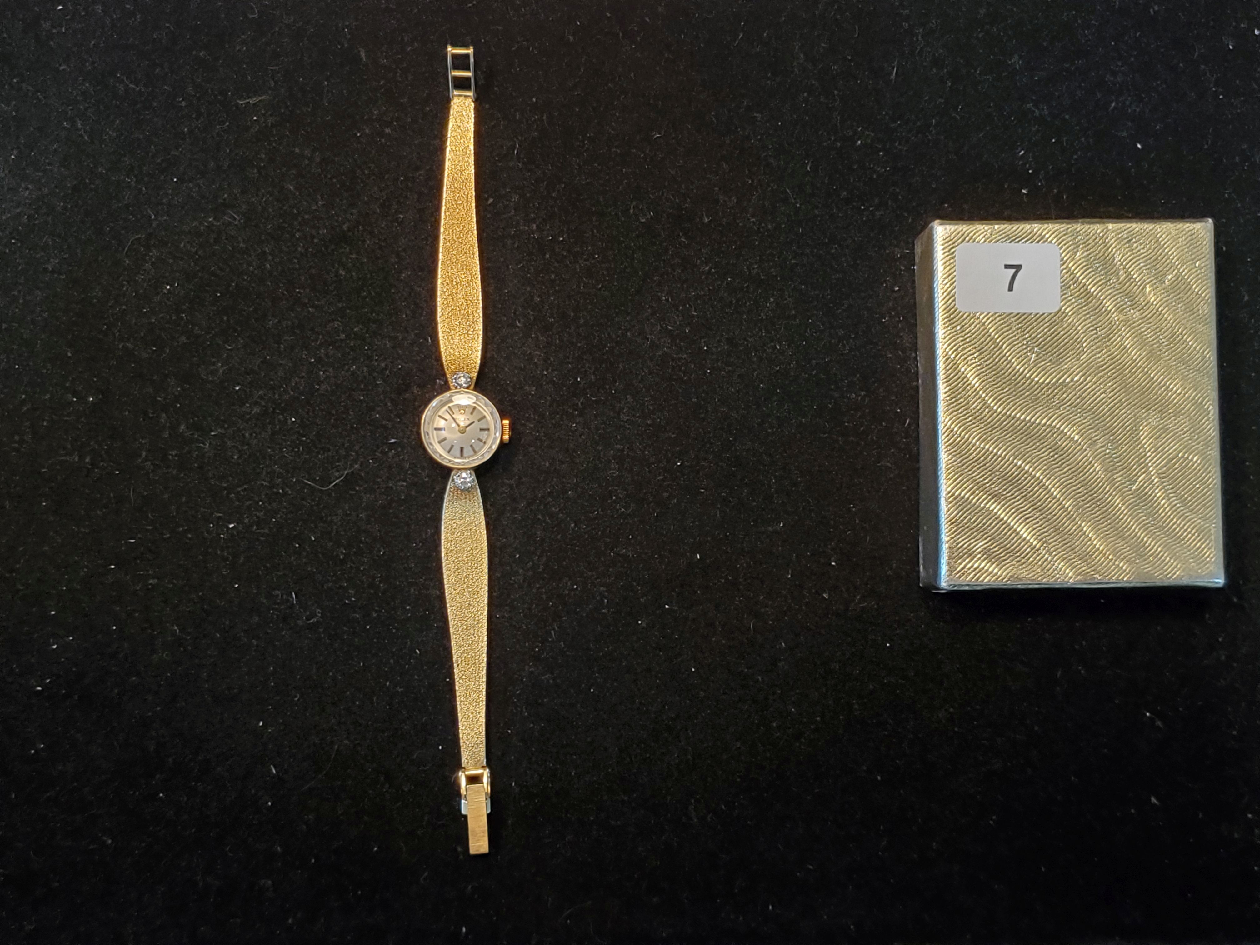 OG BOX & PAPERS Vintage Rolex 14k Yellow Gold & Diamonds Ladies Watch [Ref 3523] 1980 ROLEX REF. 3523 LADIES DIAMOND 14K SOLID WHITE GOLD CAL  main image 4