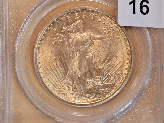 GOLD! OGH! PCGS 1908 No Motto Saint Gaudens $20 Double Eagle in Mint State 63