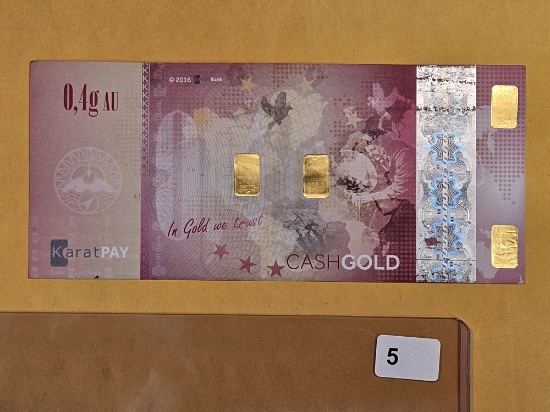 GOLD! CASHGold Karatpay four .1 gram gold bars note