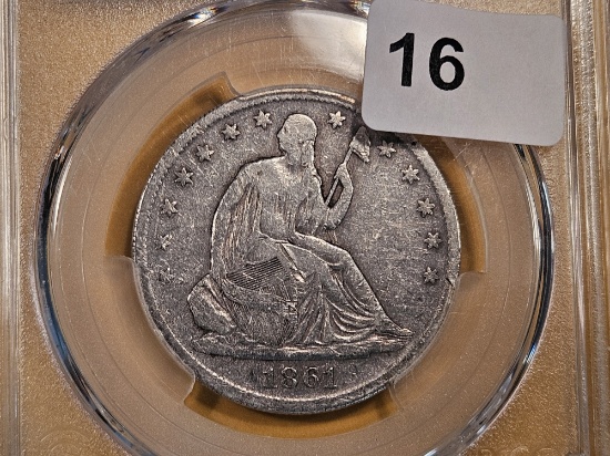 PCGS 1861-S Seated Liberty half Dollar in Fine - details