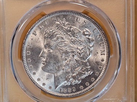 PCGS 1889 Morgan Dollar in Mint State 63