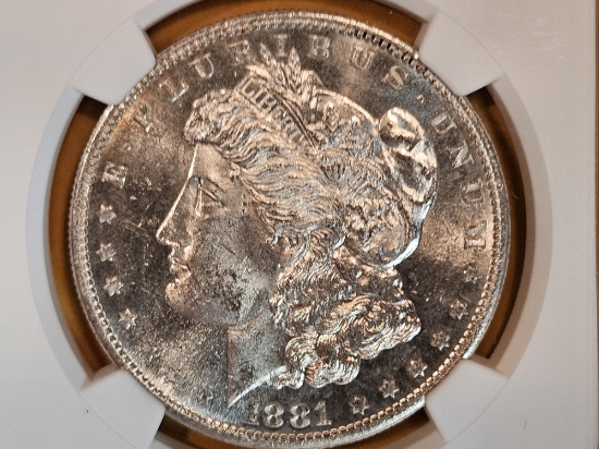 NGC 1881-S Morgan Dollar in Mint State 63