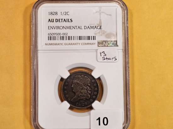 NGC 1828 Classic Head half Cent in About Uncirculated - details