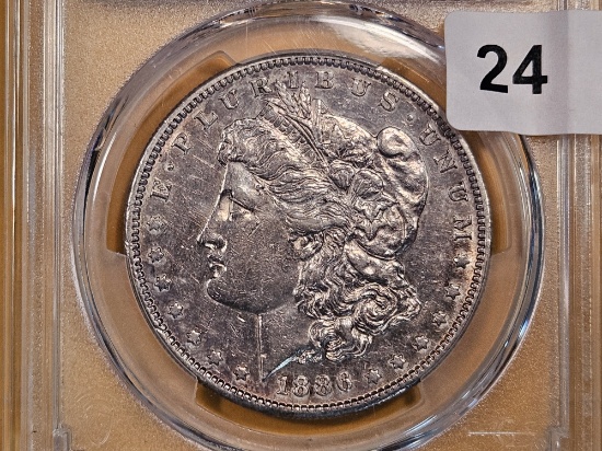PCGS 1886-S Morgan Dollar in About Uncirculated - details